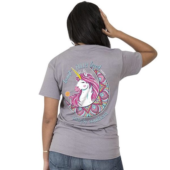 Nwt Simply Southern Gray Unicorn Shirt 